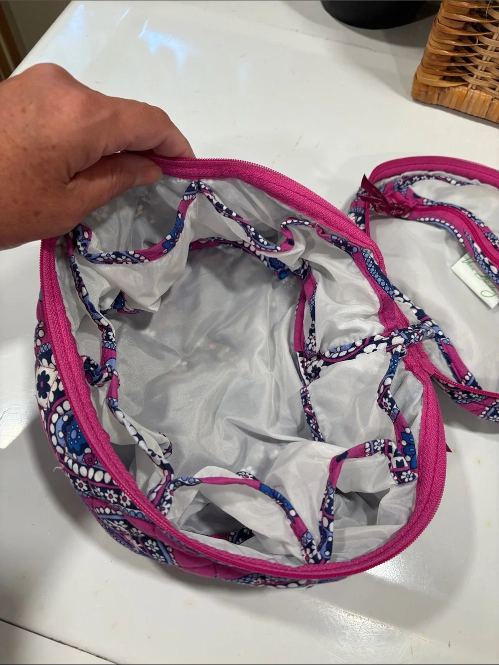 Vera Bradley Round Paisley Travel Cosmetic Case in Boysenberry Print